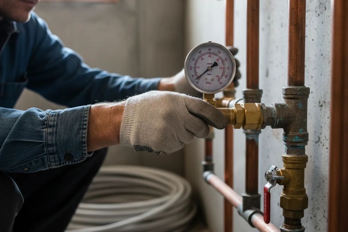 Pressure testing a repaired line during Water Line Repair in Gore